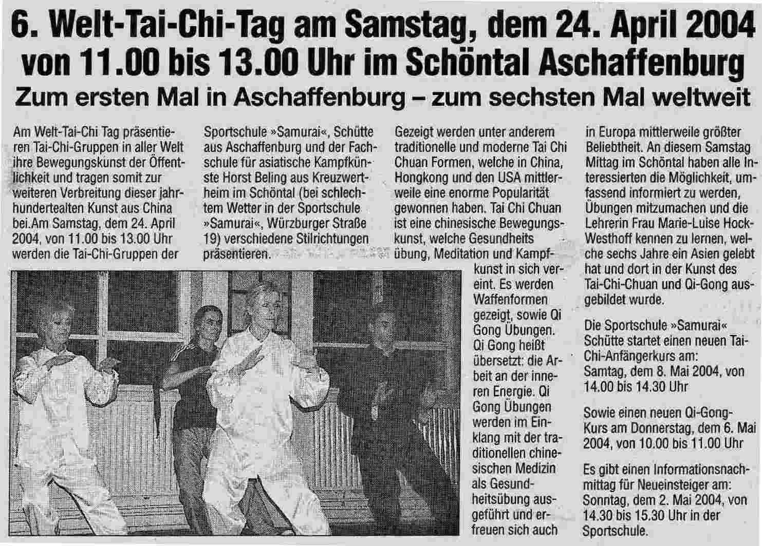 Presseartikel Main Echo World Tai Chi Day 2004